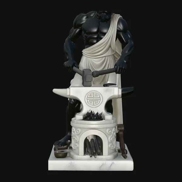 Hephaestus at the Forge Statue Design 2