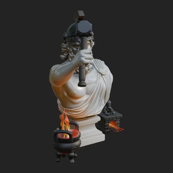 Hephaestus at the Forge Statue Design 5