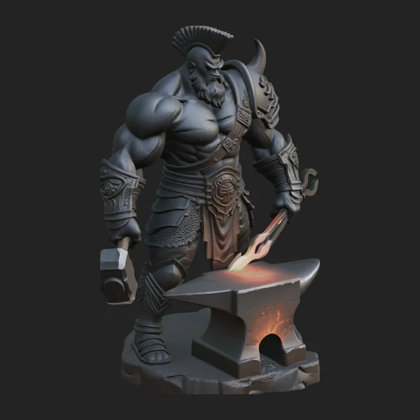 Hephaestus at the Forge Statue Design 6