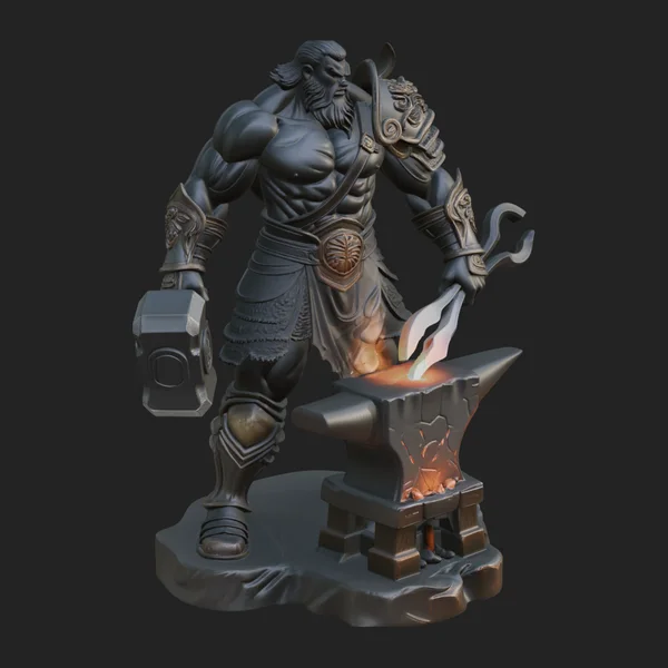 Hephaestus at the Forge Statue Design 7