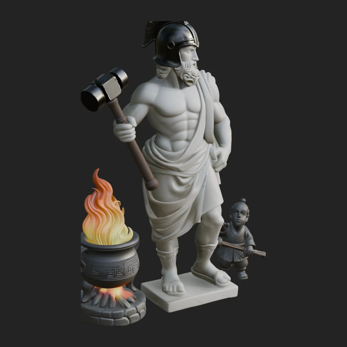 Hephaestus at the Forge Statue Design 8