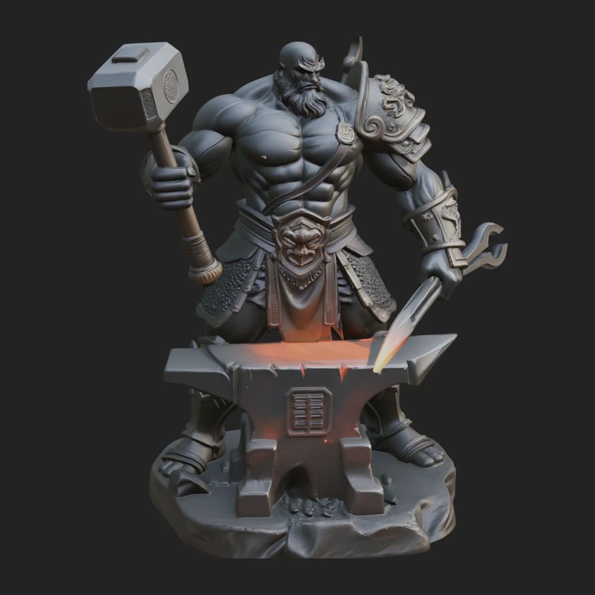 Hephaestus at the Forge Statue Design 9
