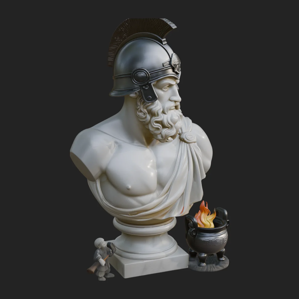 Hephaestus Forge Bust Statue Design 2
