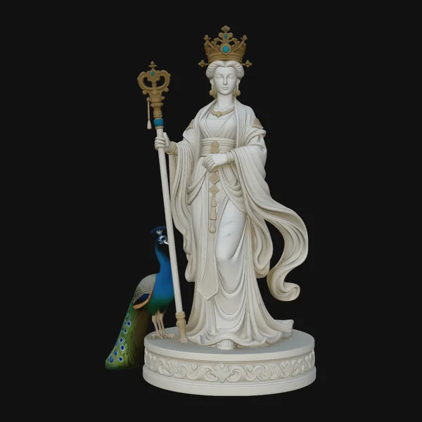 Hera with Peacock Statue Design 1