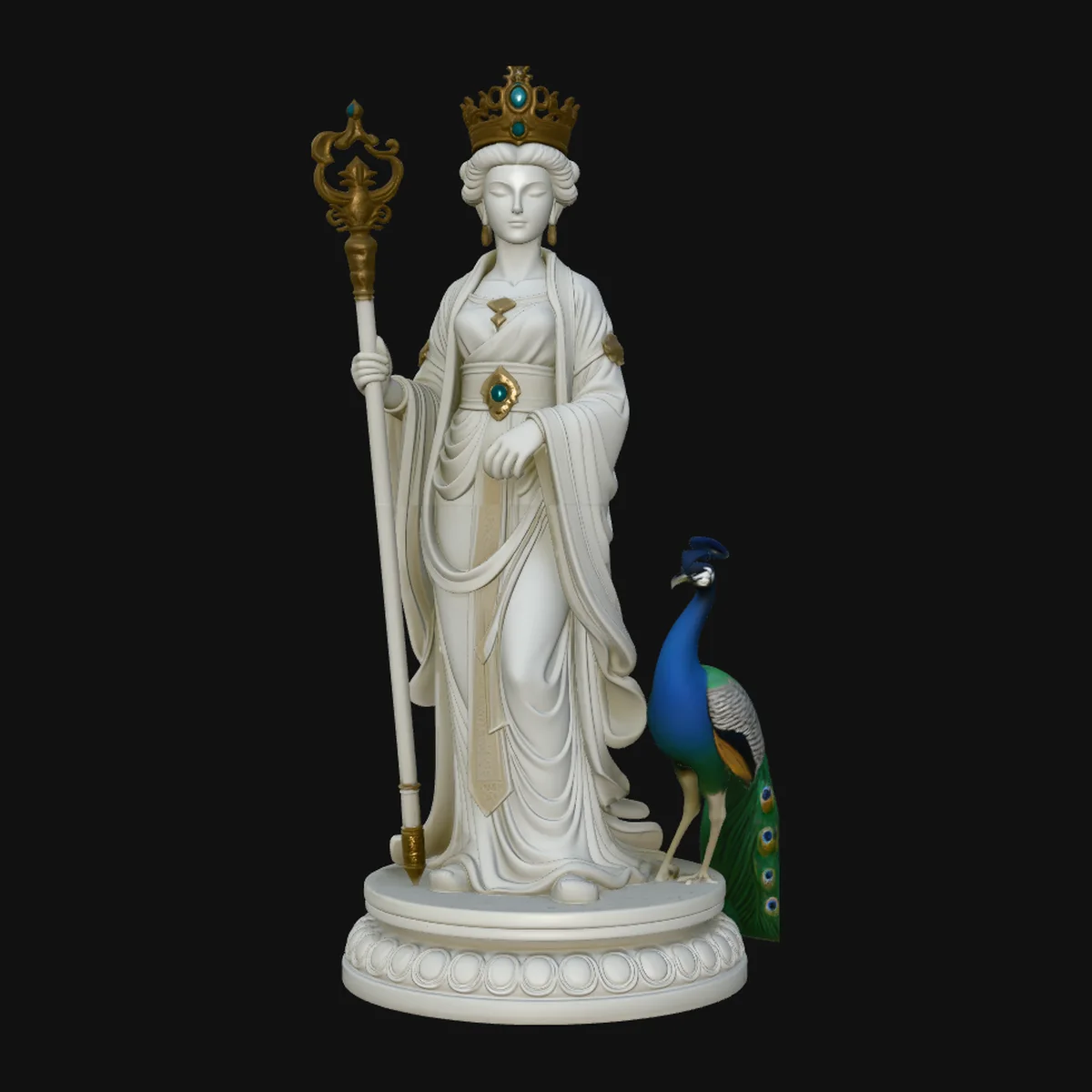 Hera with Peacock Statue Design 2