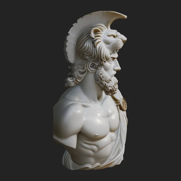 Hercules Lion Pelt Bust Statue Design 2