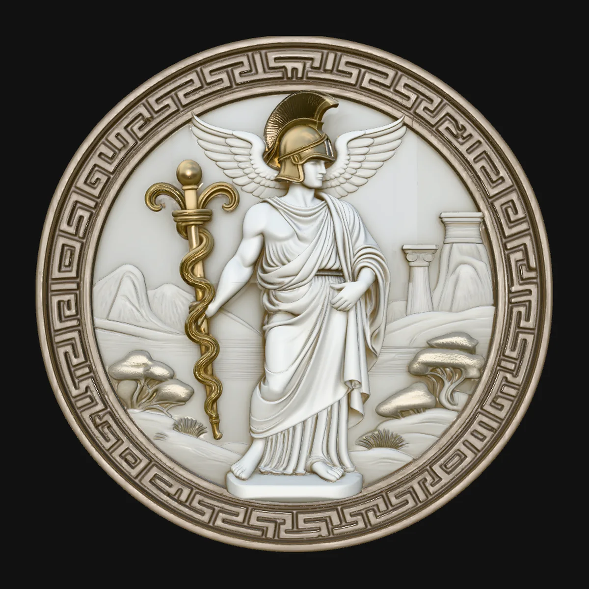 Hermes Relief Medallion Pendant Design 1