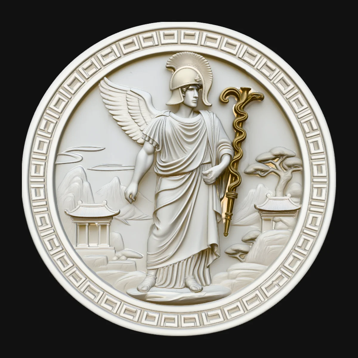 Hermes Relief Medallion Pendant Design 3