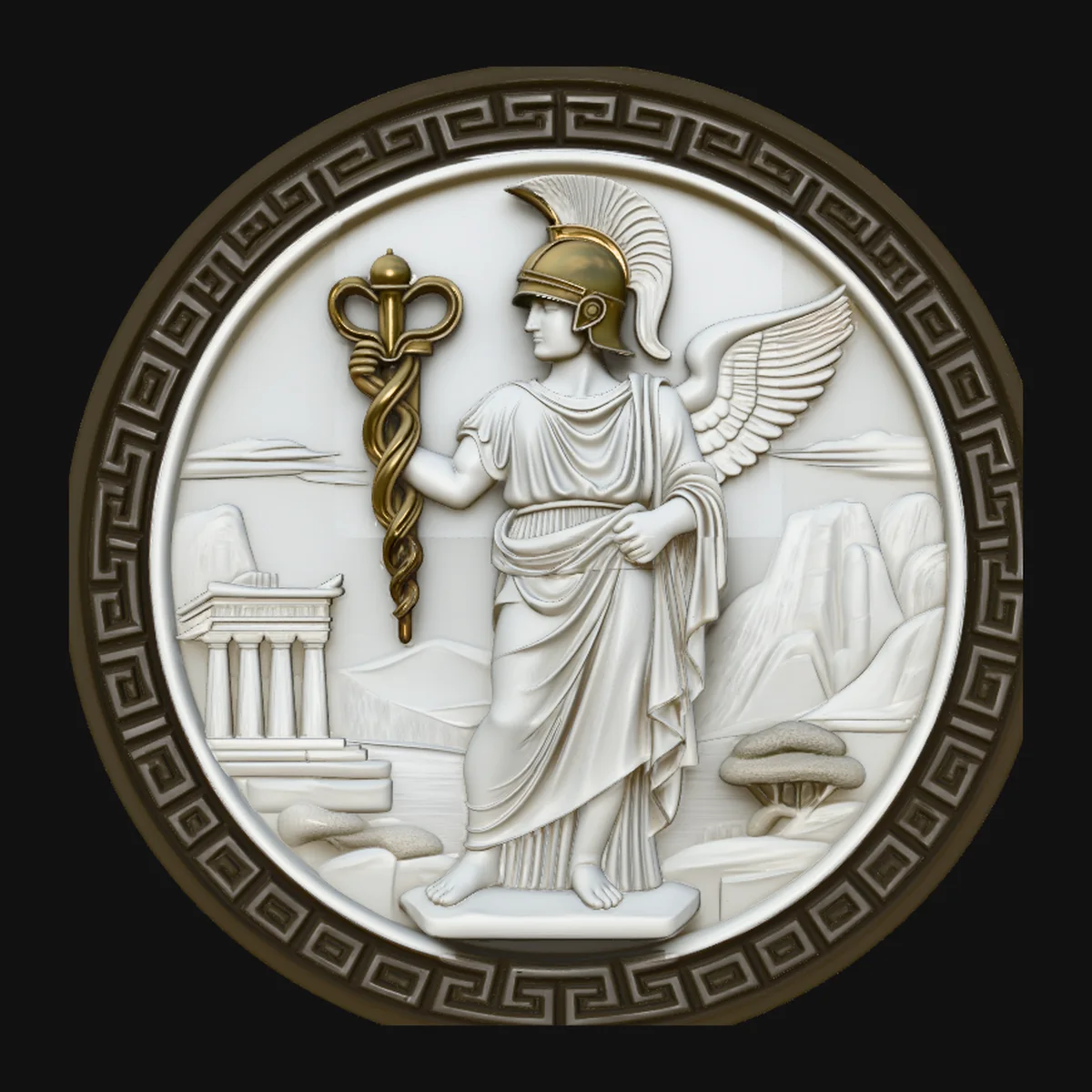 Hermes Relief Medallion Pendant Design 4