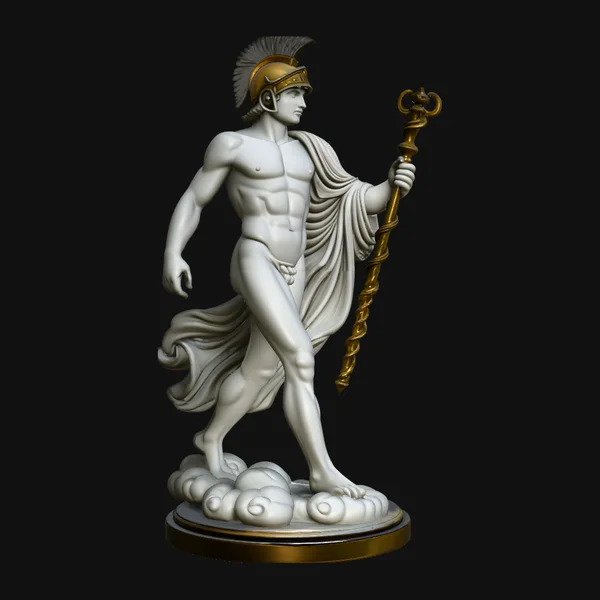Hermes with Caduceus Statue Design 2