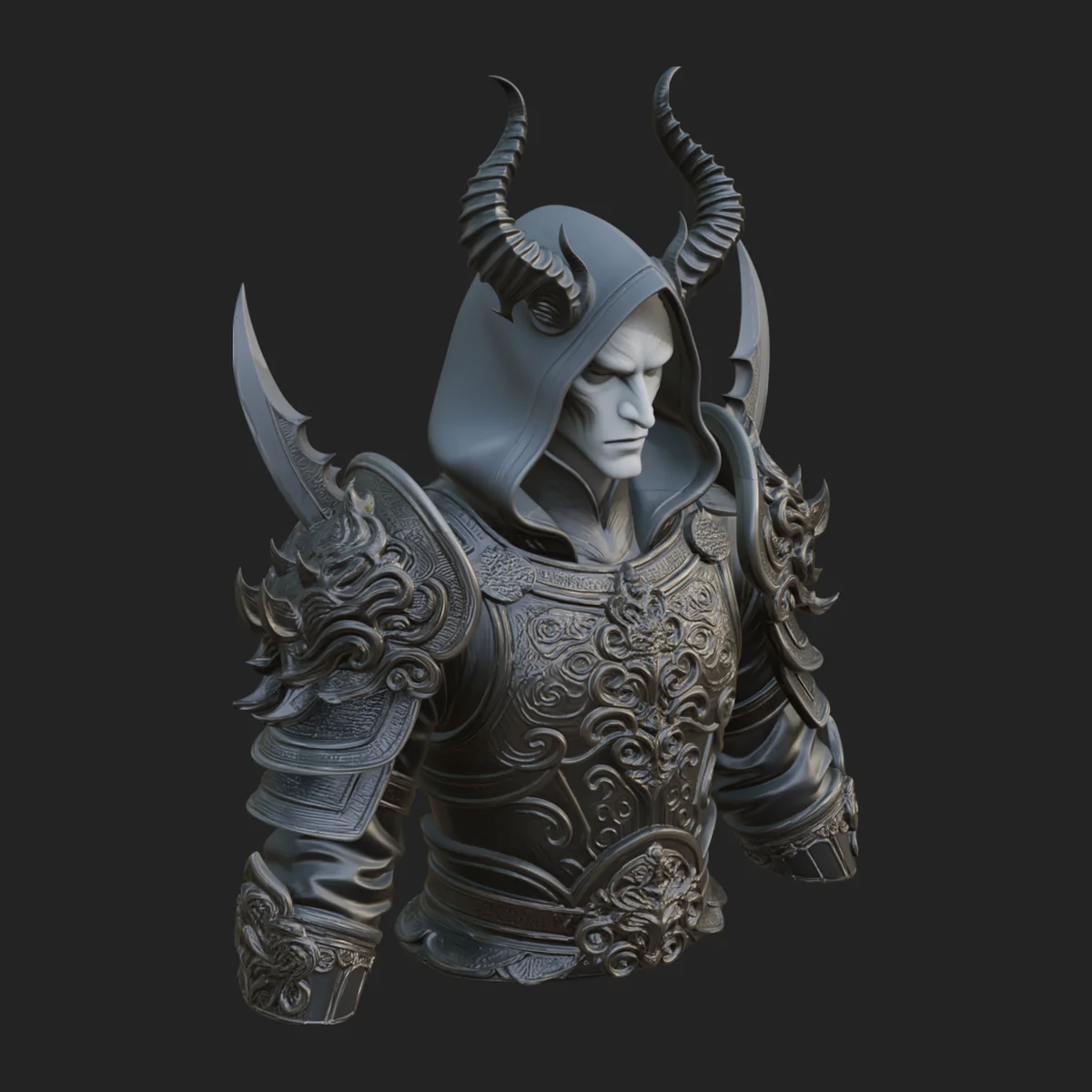 Hooded Crystal Sorcerer Bust Statue Design 7