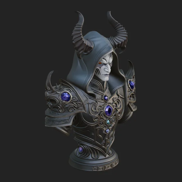 Hooded Crystal Sorcerer Bust Statue Design 8