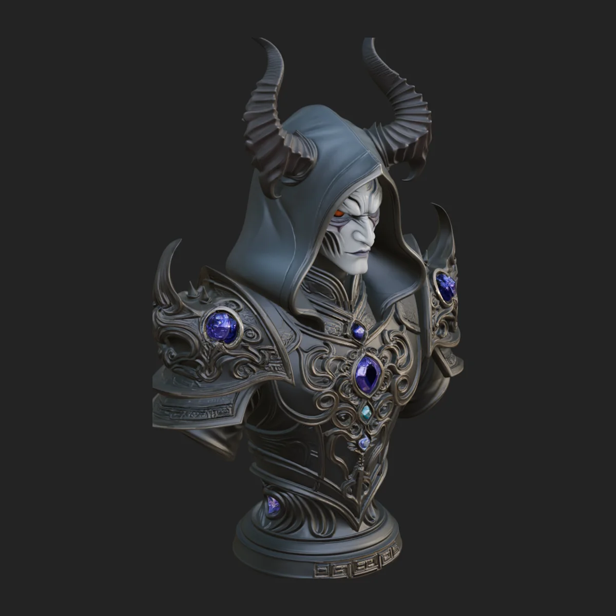 Hooded Crystal Sorcerer Bust Statue Design 8