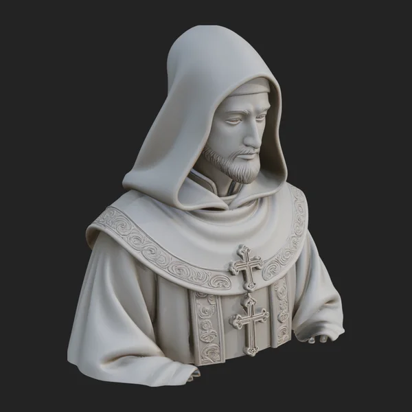 Hooded Monk Bust Statue Design 2