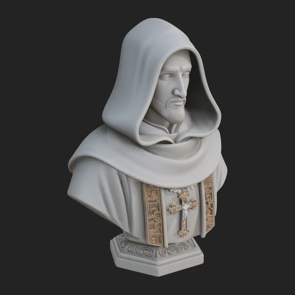 Hooded Monk Bust Statue Design 3