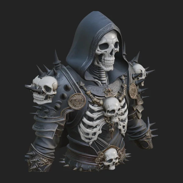 Hooded Skeleton Reaper Bust Statue Design 10
