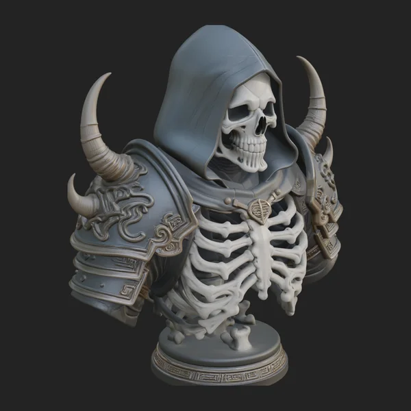 Hooded Skeleton Reaper Bust Statue Design 11