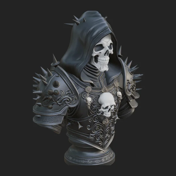 Hooded Skeleton Reaper Bust Statue Design 13