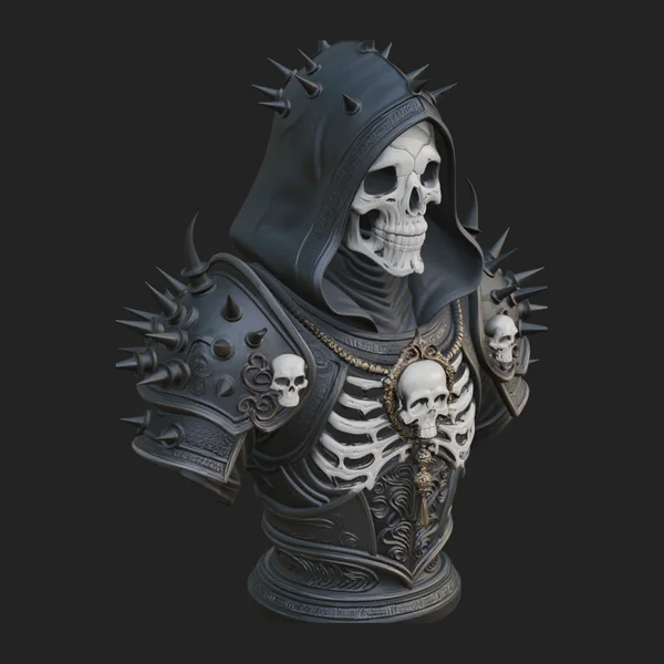 Hooded Skeleton Reaper Bust Statue Design 15
