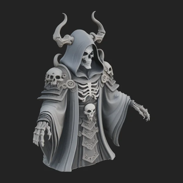 Hooded Skeleton Reaper Bust Statue Design 5