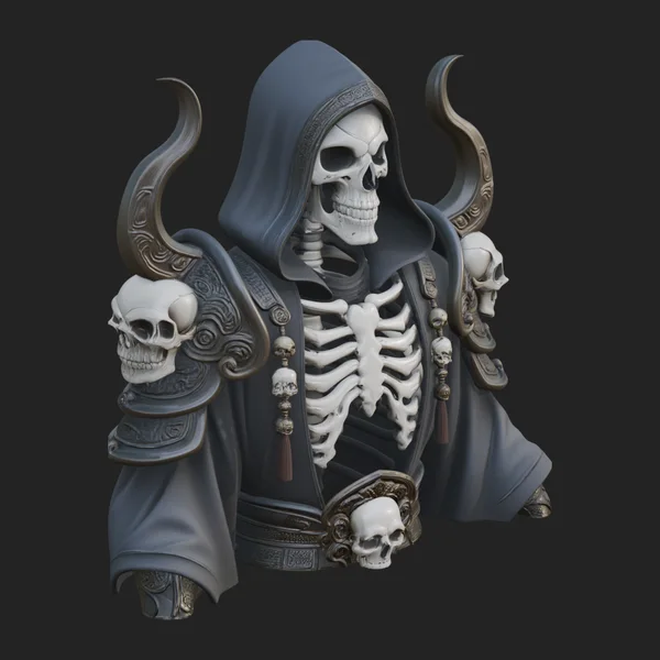 Hooded Skeleton Reaper Bust Statue Design 6