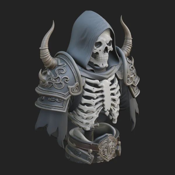 Hooded Skeleton Reaper Bust Statue Design 7
