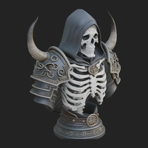 Hooded Skeleton Reaper Bust Statue Design 8