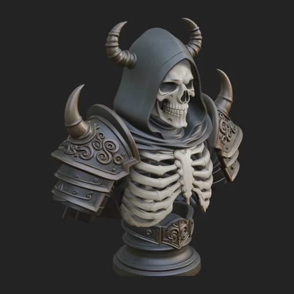 Hooded Skeleton Reaper Bust Statue Design 9