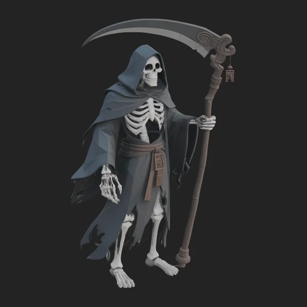 Hooded Skeleton Reaper Statue Design 3