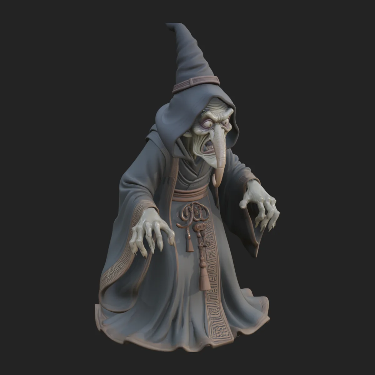 Hooded Wizard with Staff Statue Design 5