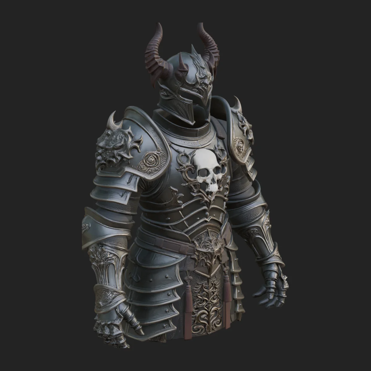 Horned Armor Display Bust Statue Design 2