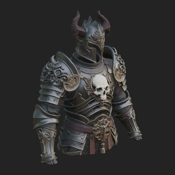 Horned Armor Display Bust Statue Design 3