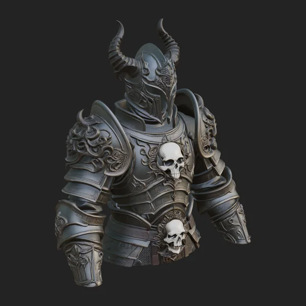 Horned Armor Display Bust Statue Design 4