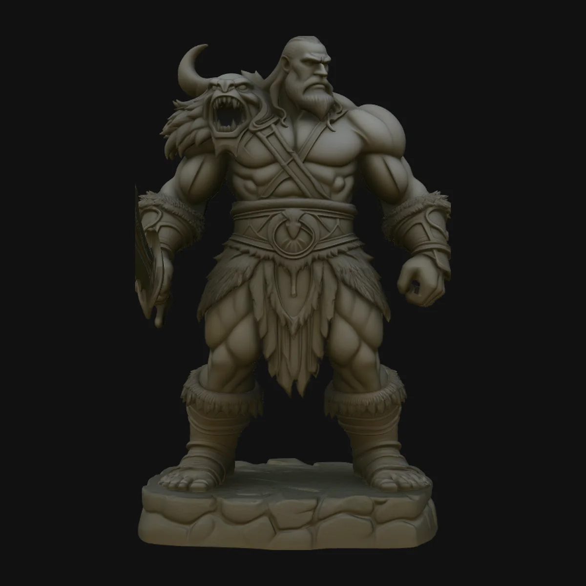 Horned Barbarian Chieftain Statue Design 1