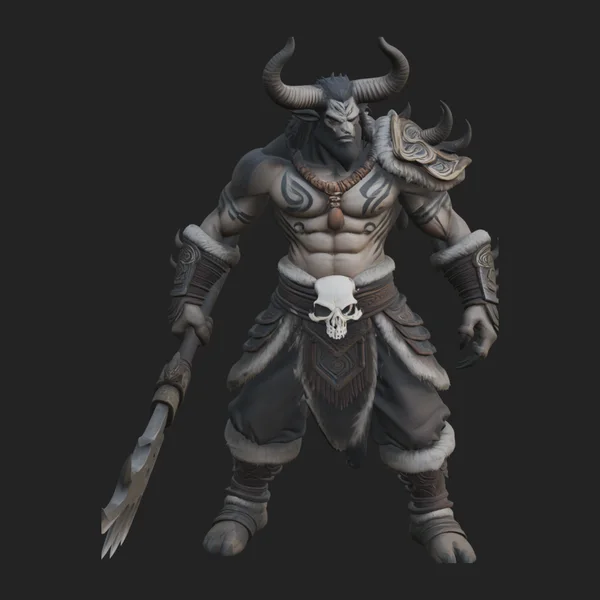 Horned Beast Warrior Statue Design 1