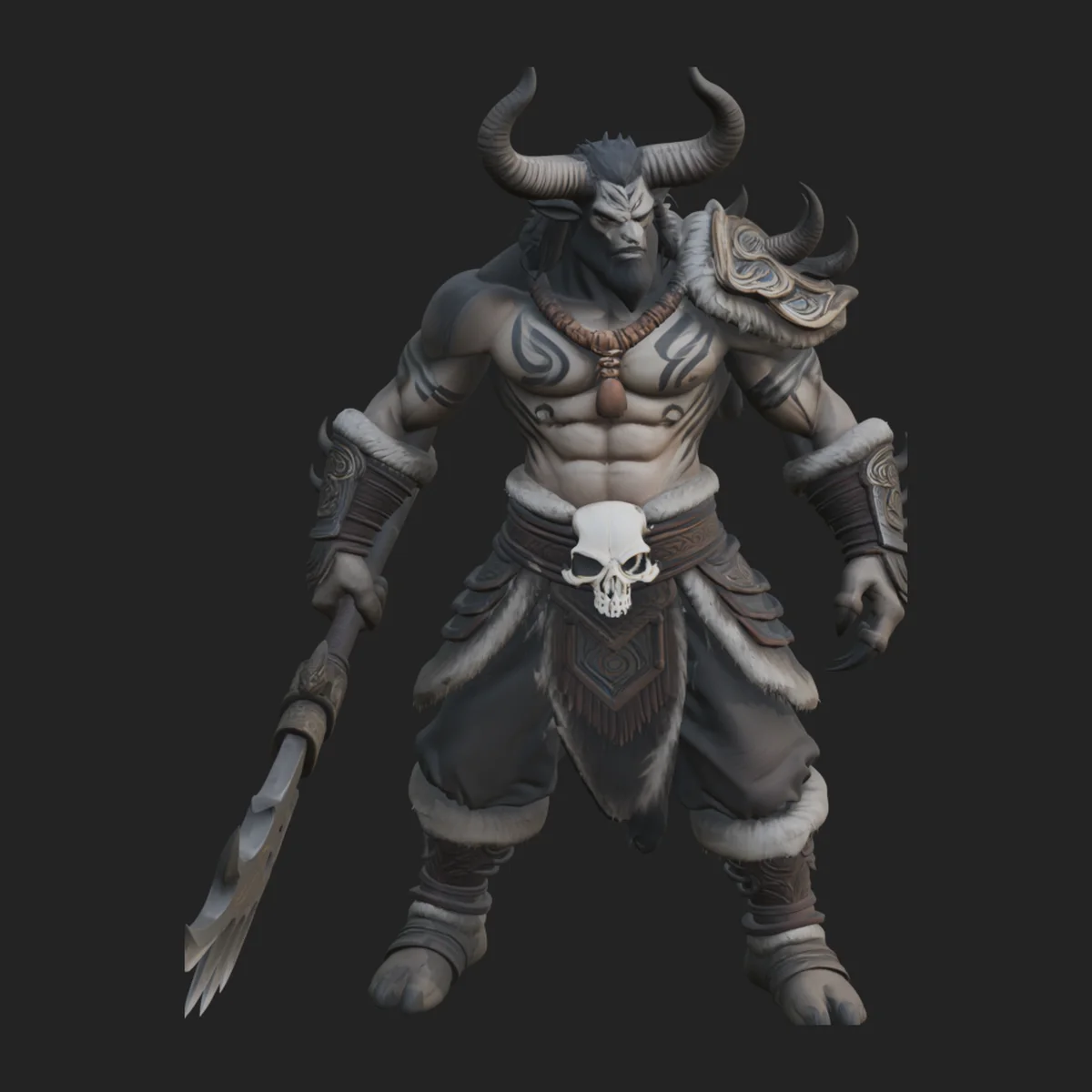 Horned Beast Warrior Statue Design 1