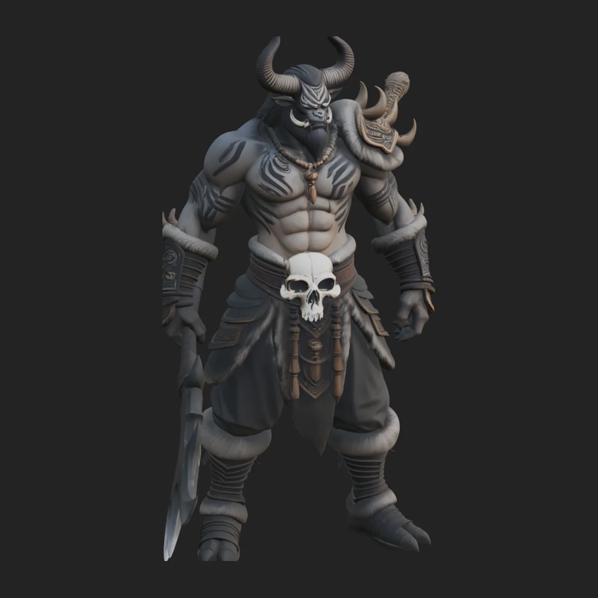 Horned Beast Warrior Statue Design 2