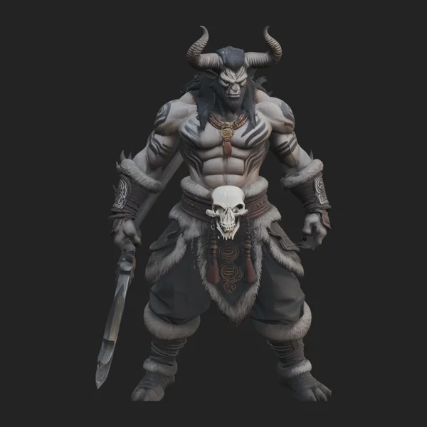 Horned Beast Warrior Statue Design 3