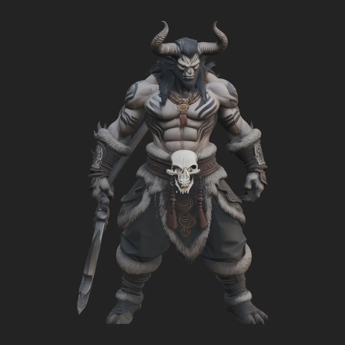 Horned Beast Warrior Statue Design 3