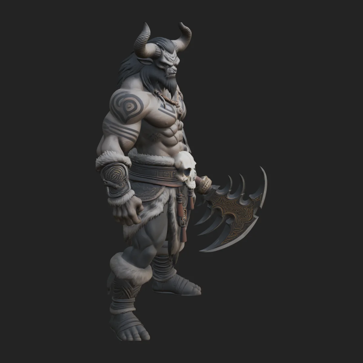 Horned Beast Warrior Statue Design 5