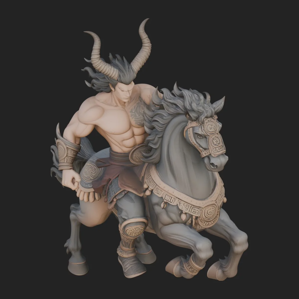 Horned Centaur Warrior Statue Design 2