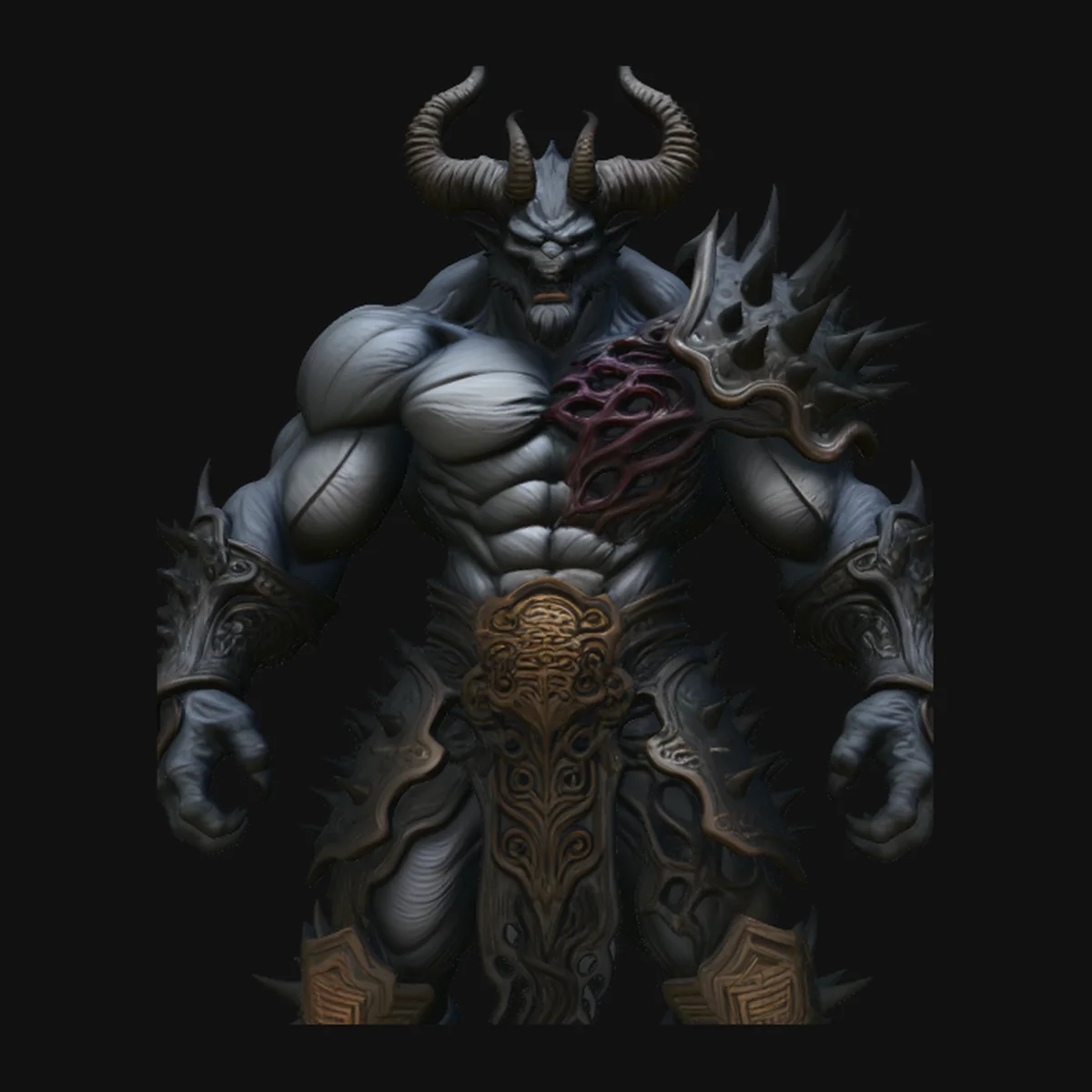 Horned Demon Armored Statue Design 1