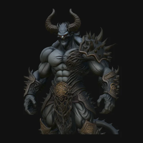 Horned Demon Armored Statue Design 2