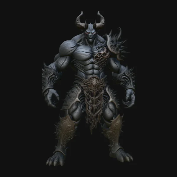 Horned Demon Armored Statue Design 3