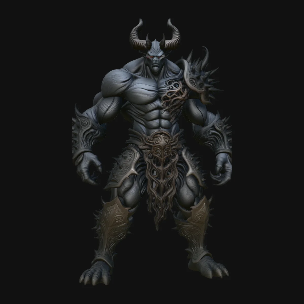 Horned Demon Armored Statue Design 3
