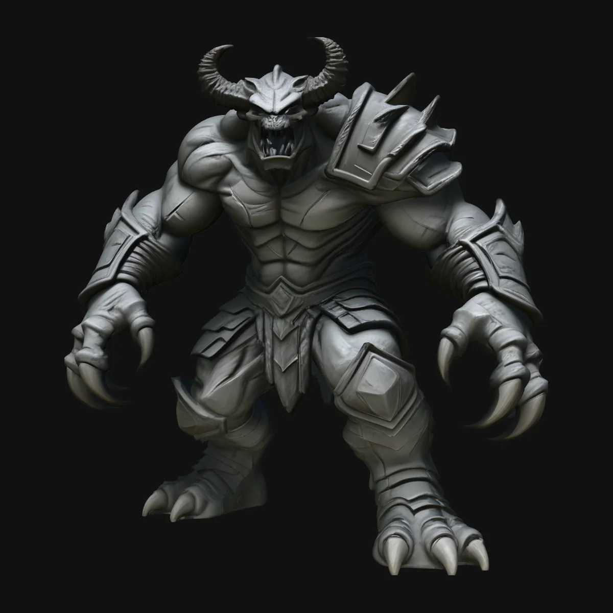 Horned Demon Beast Statue Design 1