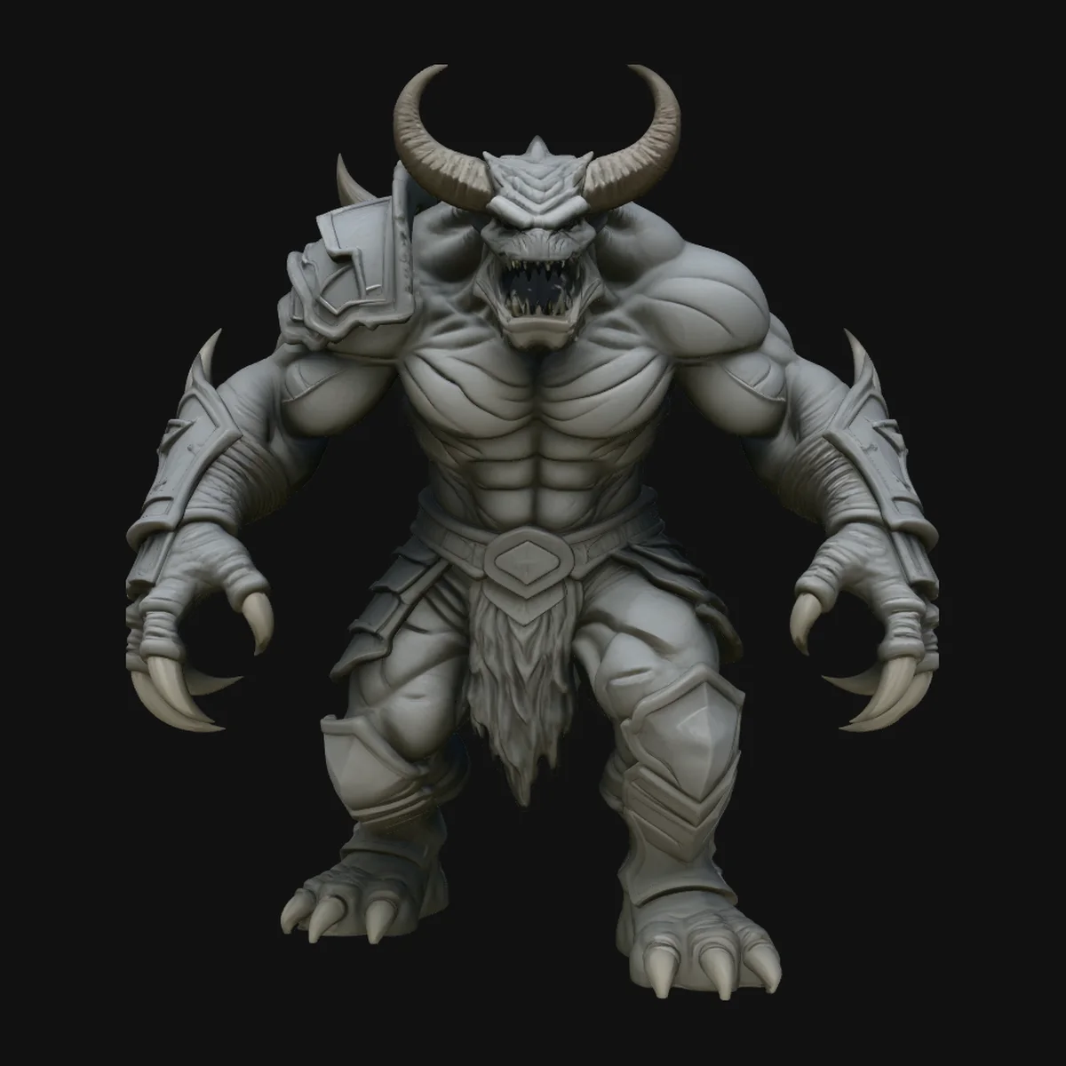 Horned Demon Beast Statue Design 2