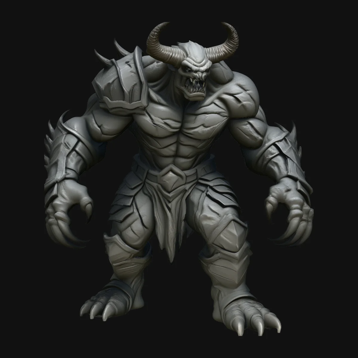 Horned Demon Beast Statue Design 3