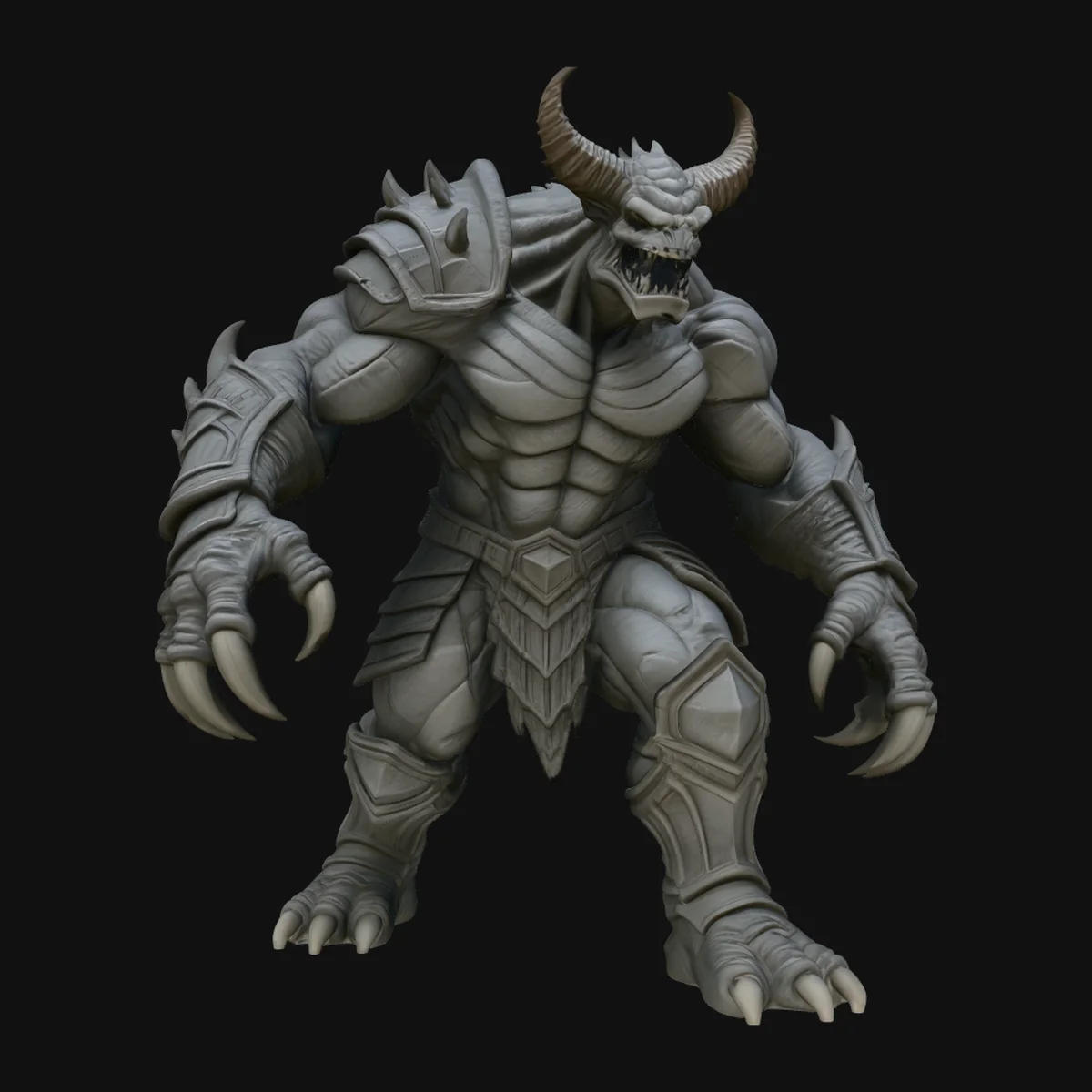 Horned Demon Beast Statue Design 4