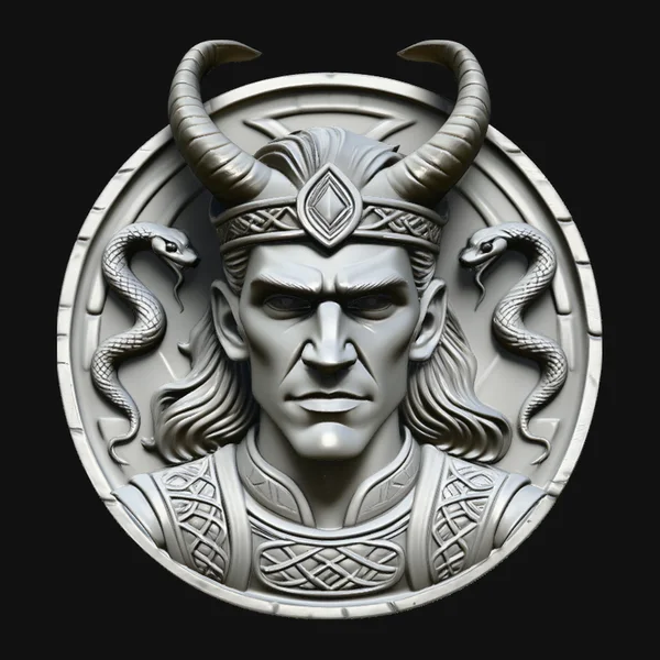 Horned Demon King Relief Medallion Pendant Design 1